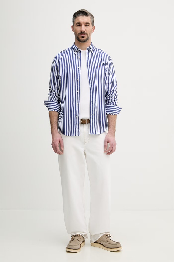 Tommy Hilfiger camicia da uomo in cotone MW0MW42440 blu SS26