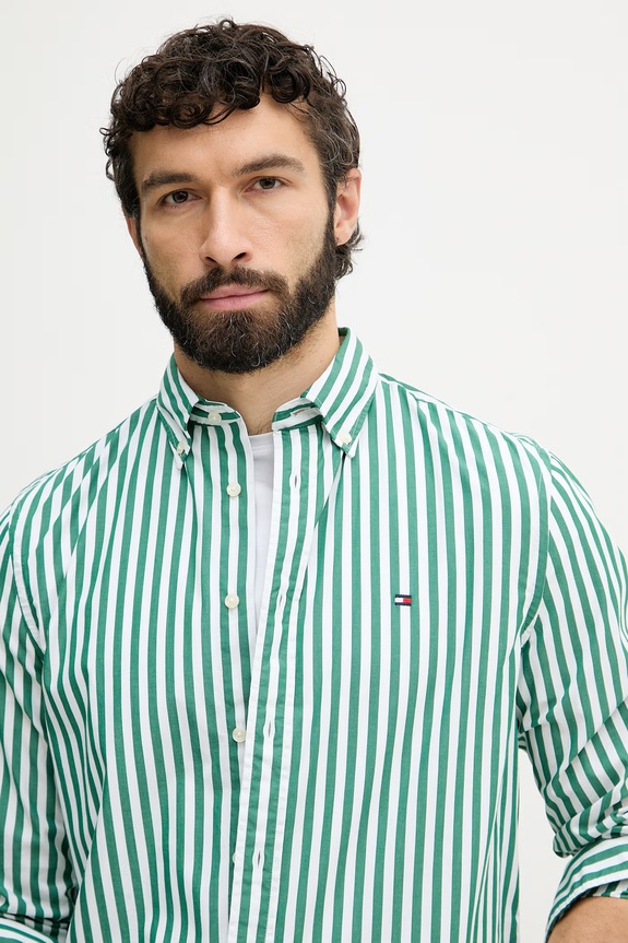 Tommy Hilfiger férfi pamut ing zöld MW0MW42440