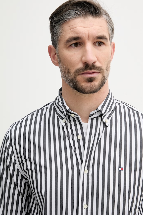 Tommy Hilfiger Camicia da uomo in cotone nero MW0MW42440