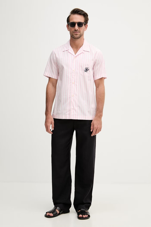 Tommy Hilfiger srajca moška bombažna SUMMER MW0MW42986 roza SS26