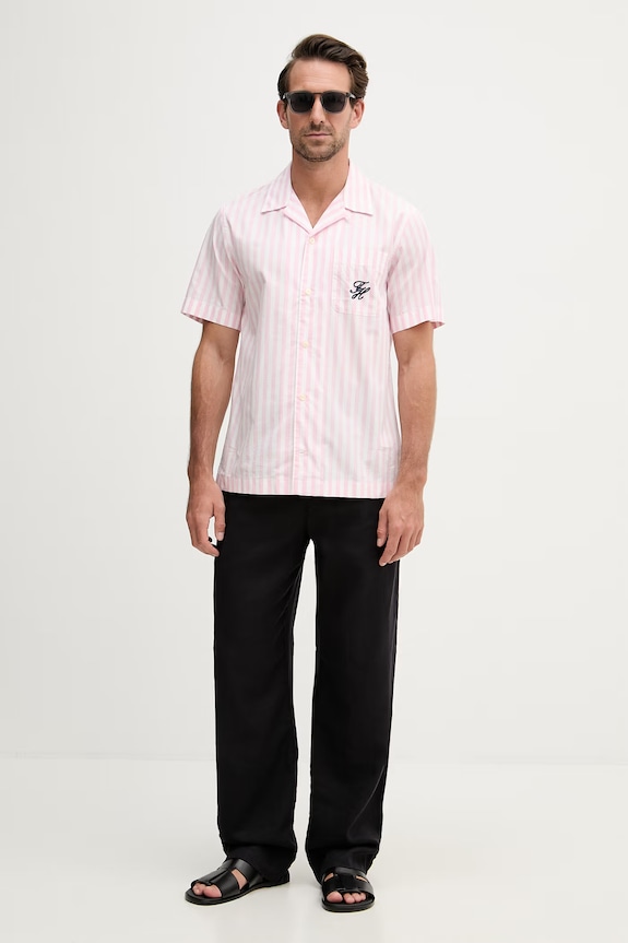 Tommy Hilfiger srajca moška bombažna SUMMER MW0MW42986 roza SS26