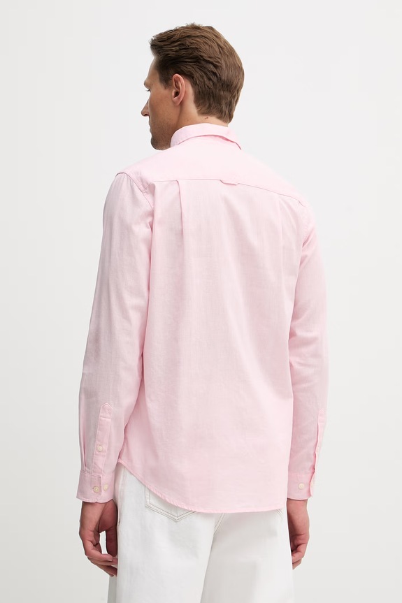 Ρούχα U.S. Polo Assn. Πουκάμισο σαφάρι ανδρικό με λινό LINEN BLEND LS MUP3248 ροζ