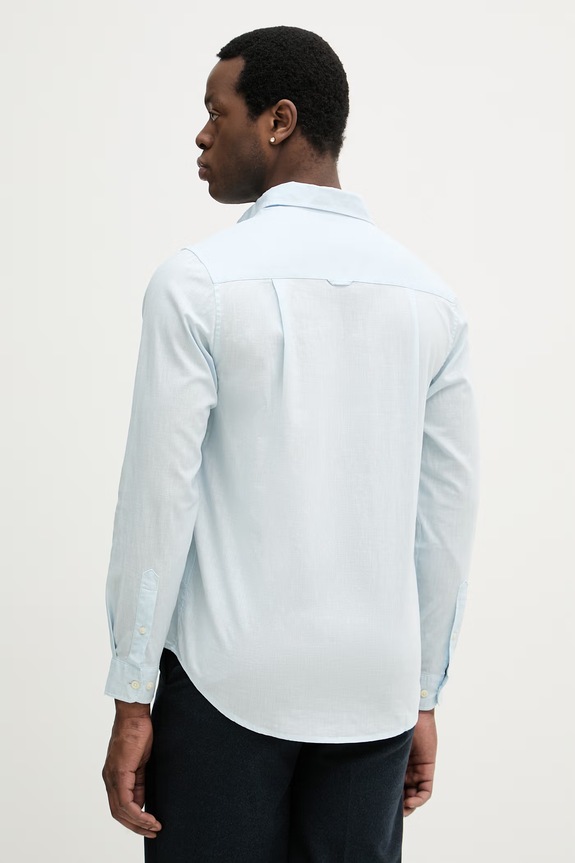 Ρούχα U.S. Polo Assn. πουκάμισο σαφάρι Ανδρικό με λινό LINEN BLEND LS MUP3248 μπλε