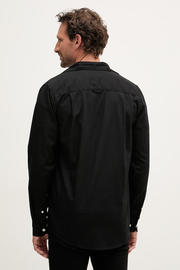 Ρούχα U.S. Polo Assn. Πουκάμισο σαφάρι ανδρικό με λινό LINEN BLEND LS MUP3248 μαύρο