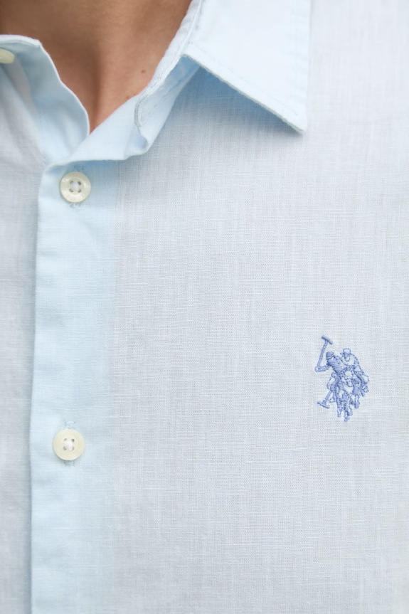 Dětská košile ze směsi lnu U.S. Polo Assn. LINEN BLEND SS MUP3254 modrá