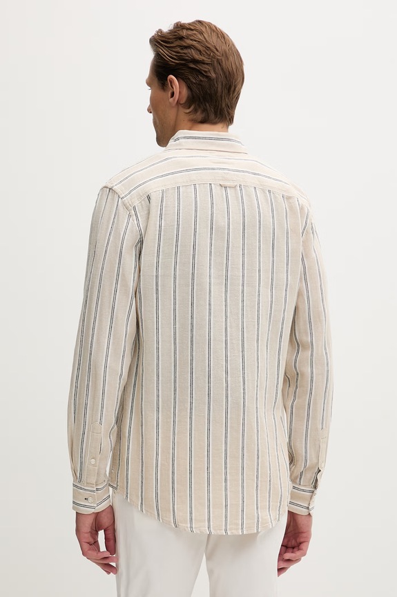 Oblečenie Tommy Jeans košeľa pánska s ľanom DM0DM22755 béžová