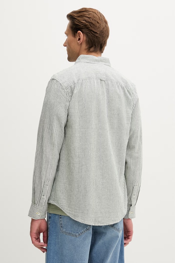 Odzież Tommy Jeans koszula męska z lnem DM0DM22755 zielony