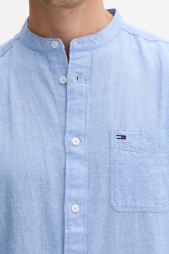 Tommy Jeans koszula męska z lnem DM0DM22756 niebieski