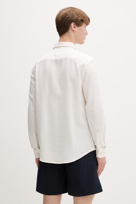 Odzież Tommy Jeans koszula męska z lnem DM0DM22761 beżowy
