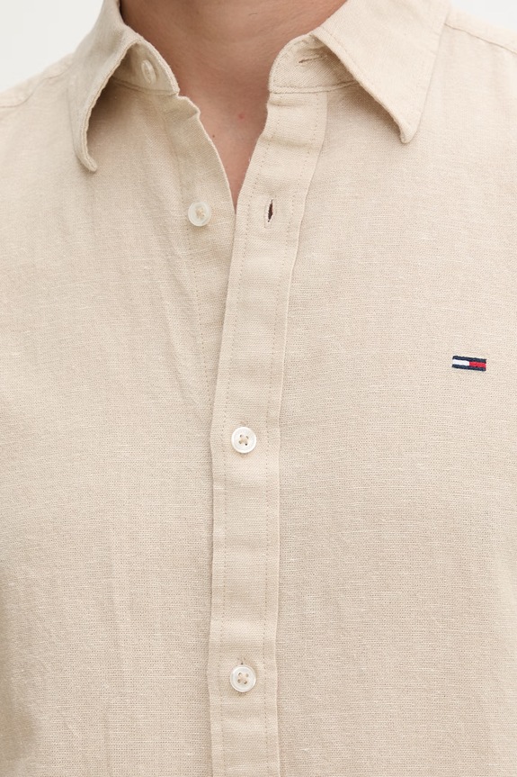 Tommy Jeans πουκάμισο ανδρικό με λινό DM0DM22761 μπεζ