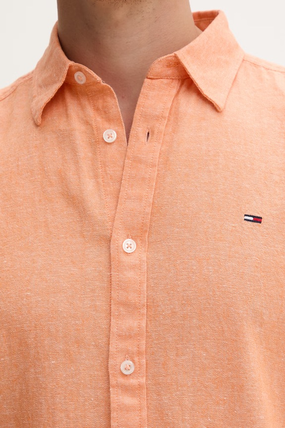 Tommy Jeans πουκάμισο ανδρικό με λινό DM0DM22761 πορτοκαλί