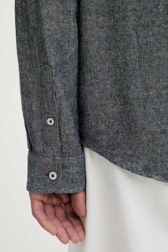 Tommy Jeans košeľa pánska s ľanom DM0DM22761 tmavomodrá
