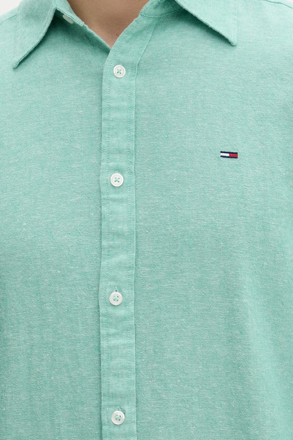 Tommy Jeans πουκάμισο ανδρικό με λινό DM0DM22761 πράσινο
