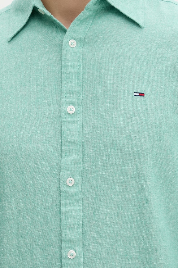 Tommy Jeans πουκάμισο ανδρικό με λινό DM0DM22761 πράσινο