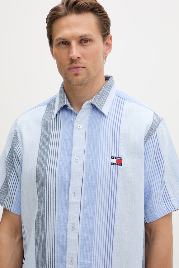 Tommy Jeans koszula męska bawełniana niebieski DM0DM22789