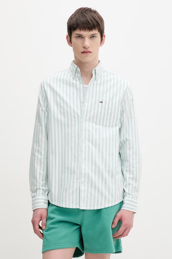 Tommy Jeans camicia da uomo in cotone verde DM0DM22790