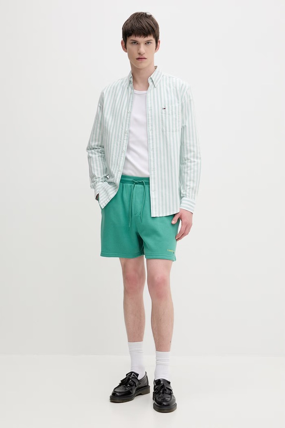Tommy Jeans camicia da uomo in cotone DM0DM22790 verde SS26