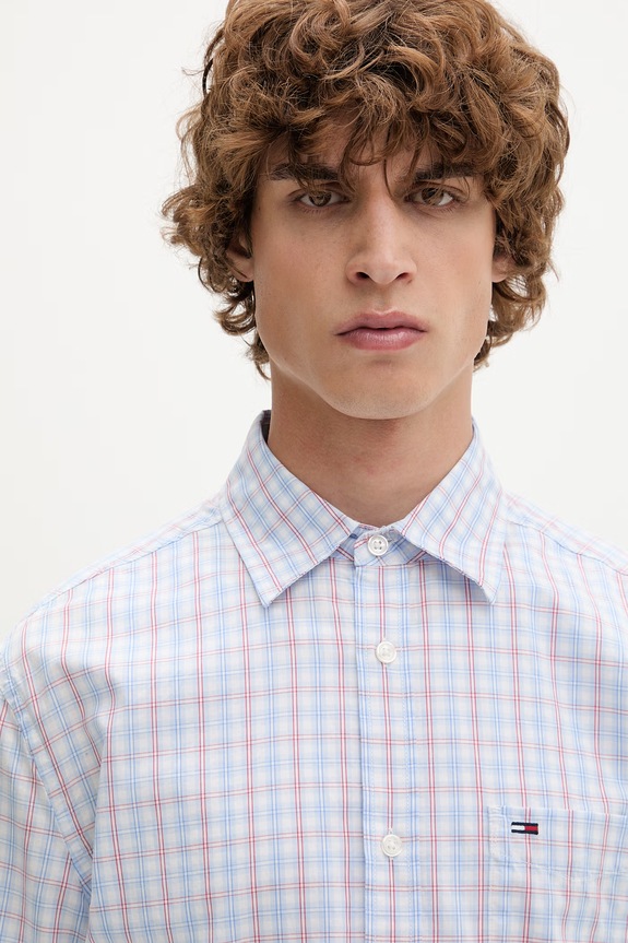 Tommy Jeans košeľa pánska bavlnená modrá DM0DM22791