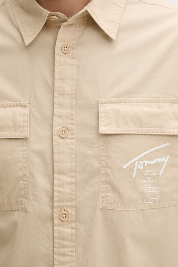 Tommy Jeans koszula męska bawełniana DM0DM22816 beżowy