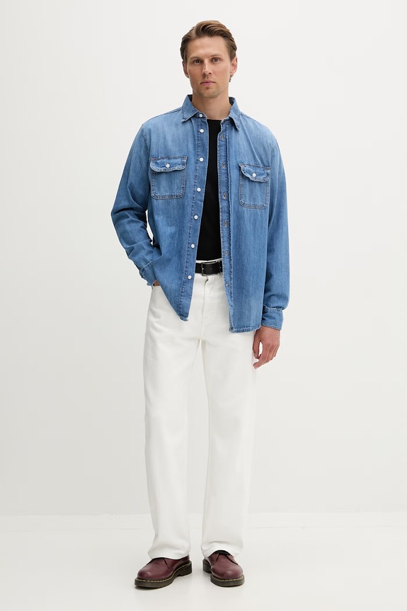 Tommy Jeans koszula męska jeansowa DM0DM23028 niebieski SS26