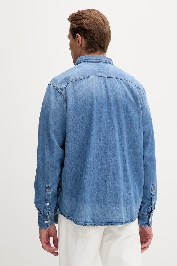 Odzież Tommy Jeans koszula męska jeansowa DM0DM23028 niebieski