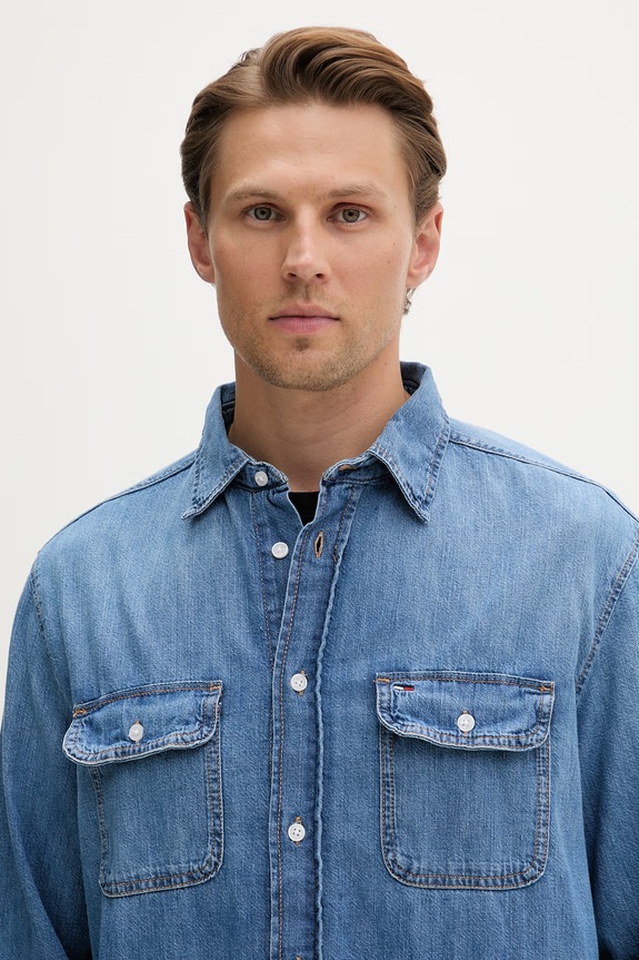 Tommy Jeans koszula męska jeansowa niebieski DM0DM23028