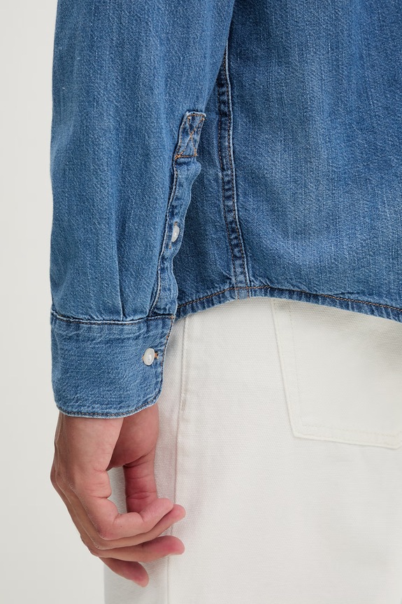 Tommy Jeans koszula męska jeansowa DM0DM23028 niebieski
