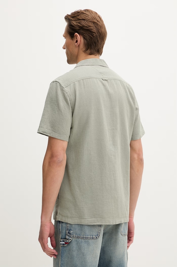 Odzież Tommy Jeans koszula męska z lnem DM0DM23058 zielony