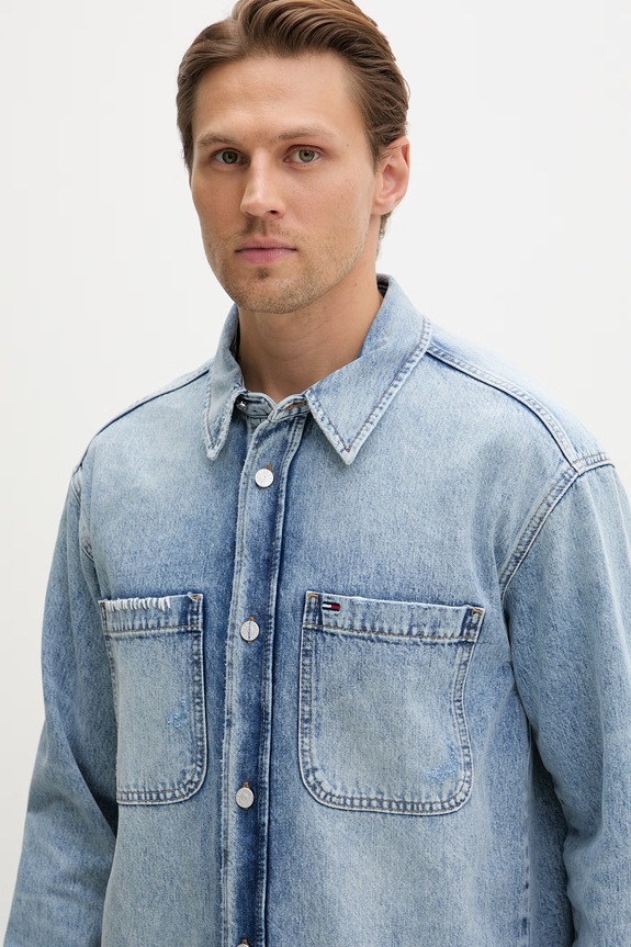 Tommy Jeans koszula męska jeansowa niebieski DM0DM23269