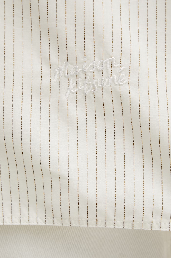 Maison Kitsuné košeľa bavlnená pánska béžová QM00430WC5096