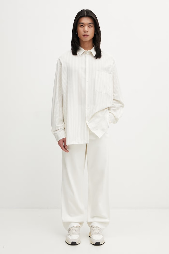 Maison Kitsuné košeľa bavlnená pánska QM00430WC5096 béžová