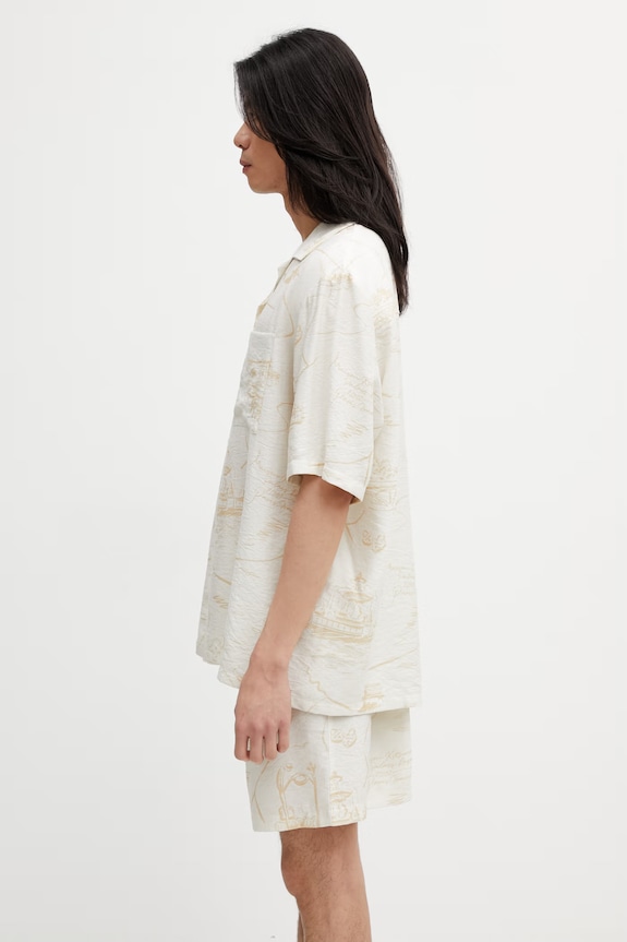 Maison Kitsuné Parisian Map Resort сорочка з віскозою чоловіча QM00404WW9103 бежевий SS26