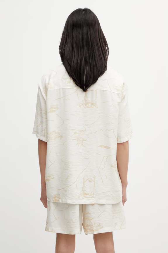 Одяг Maison Kitsuné Parisian Map Resort сорочка з віскозою чоловіча QM00404WW9103 бежевий