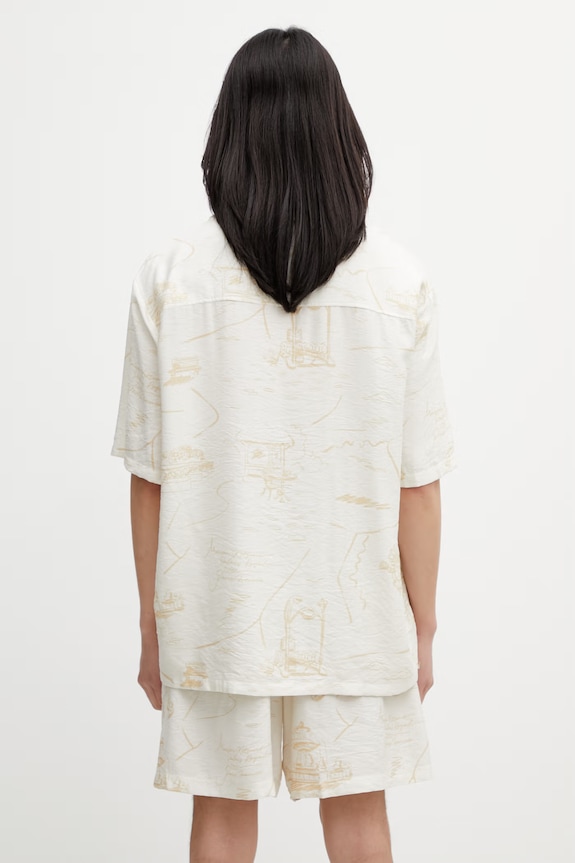 Одяг Maison Kitsuné Parisian Map Resort сорочка з віскозою чоловіча QM00404WW9103 бежевий