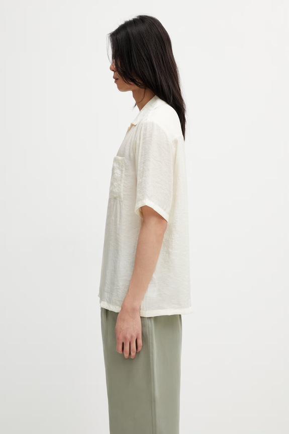 Maison Kitsuné Bali Resort košeľa pánska QM00409WF4061 béžová SS26