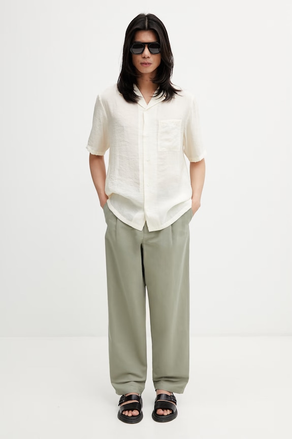 Maison Kitsuné Bali Resort košeľa pánska QM00409WF4061 béžová