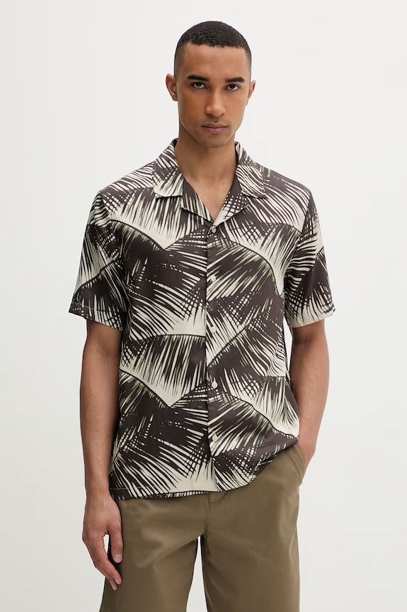 Calvin Klein πουκάμισο ανδρικό με μοντάλ μπεζ LV00NM2991