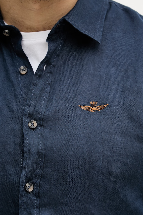 Lanena srajca Aeronautica Militare CA1321UCT03089 mornarsko modra