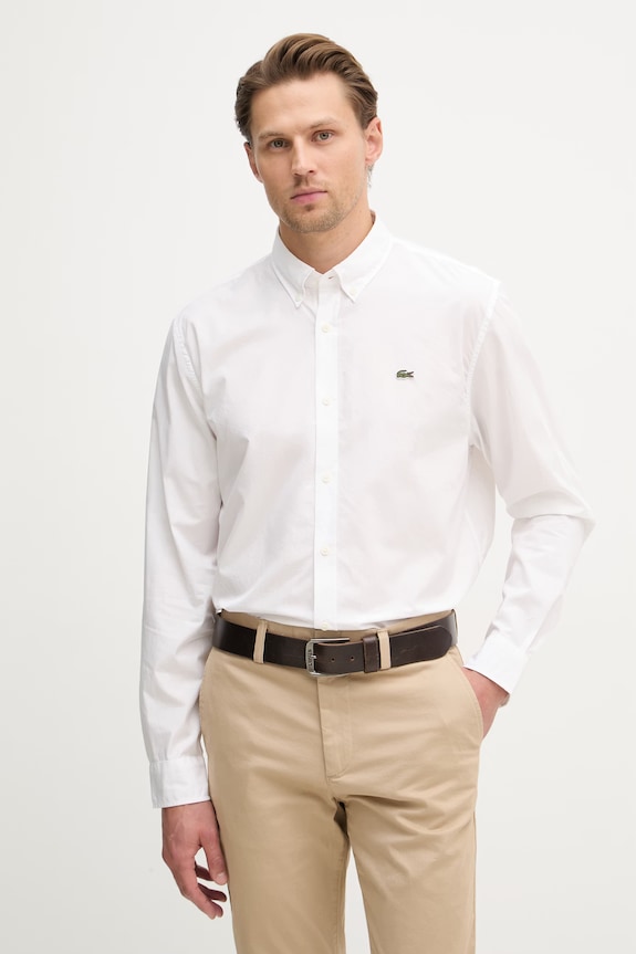 Lacoste koszula męska bawełniana biały CH2316