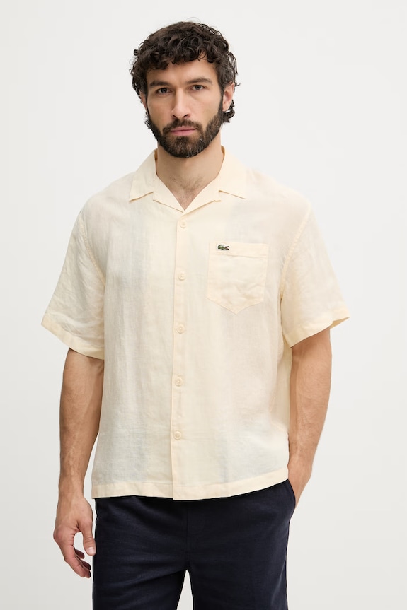 Lacoste koszula męska lniana beżowy CH2339