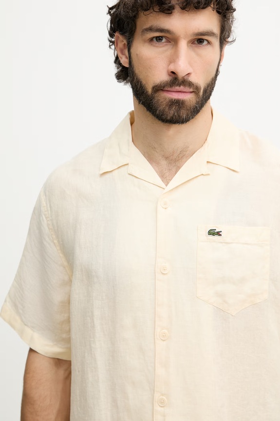Lacoste koszula męska lniana beżowy CH2339