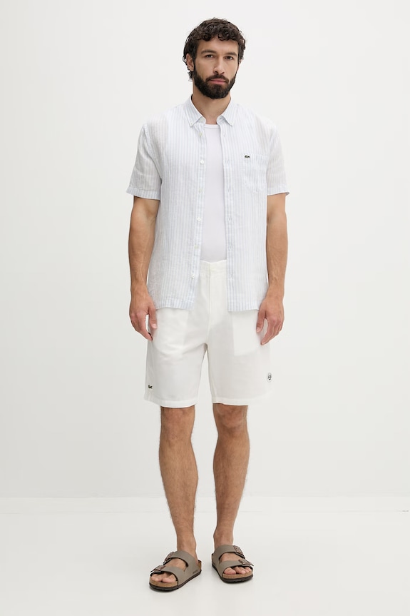Lacoste koszula męska lniana CH8061 niebieski SS26