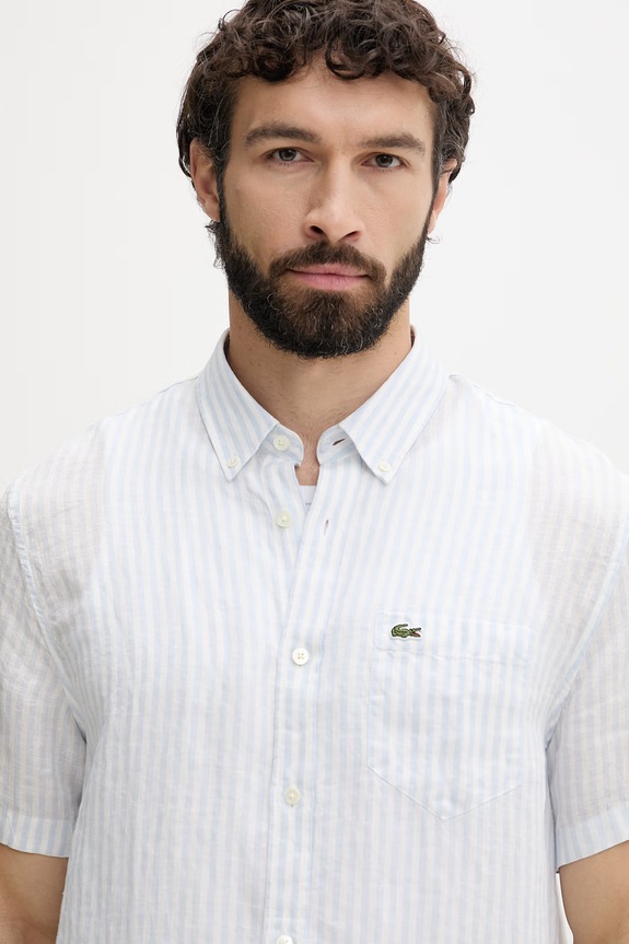 Lacoste koszula męska lniana niebieski CH8061