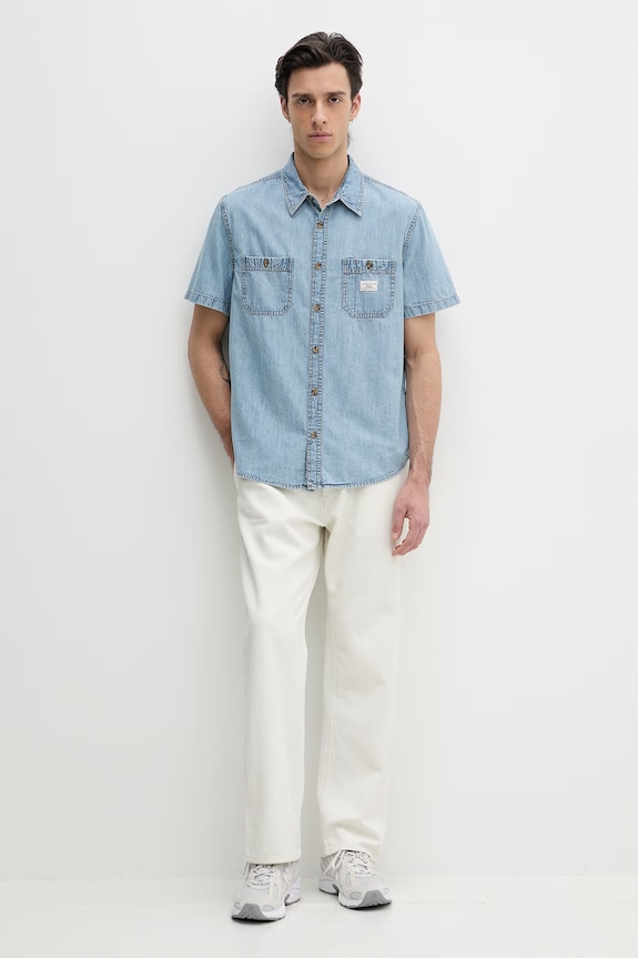 Guess Jeans cămașă pentru bărbați din denim M5GH09.D5NY1 albastru SS26