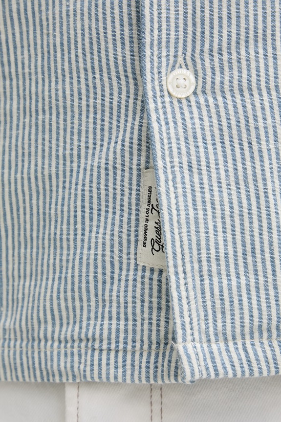 Guess Jeans košeľa pánska s prímesou ľanu M6GHB6.WO551 modrá