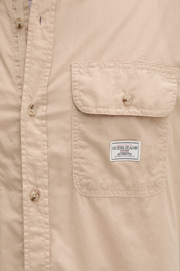 Guess Jeans koszula safari męska bawełniana M6GH60.WN861 beżowy