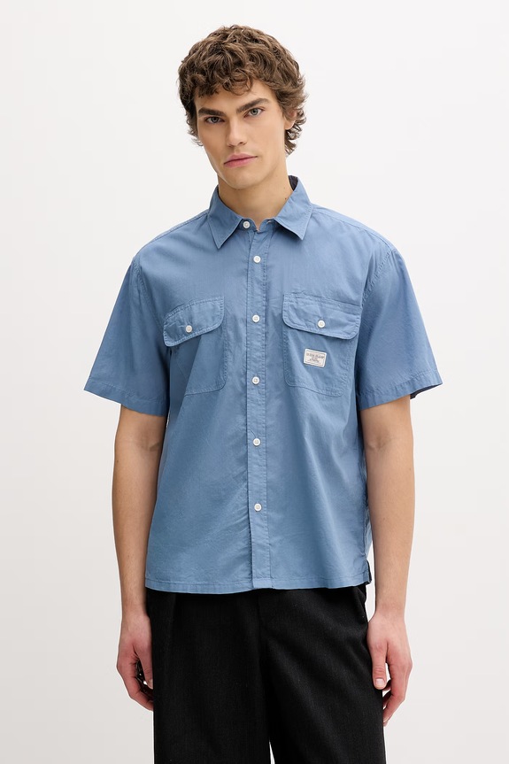 Guess Jeans Cămașă pentru bărbați bumbac albastru M6GH61.WN861