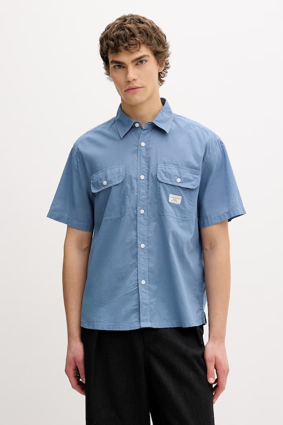 Guess Jeans Cămașă pentru bărbați bumbac albastru M6GH61.WN861