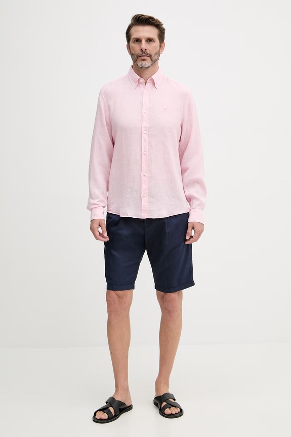 BOSS koszula męska lniana LIAM 50556077 różowy SS26