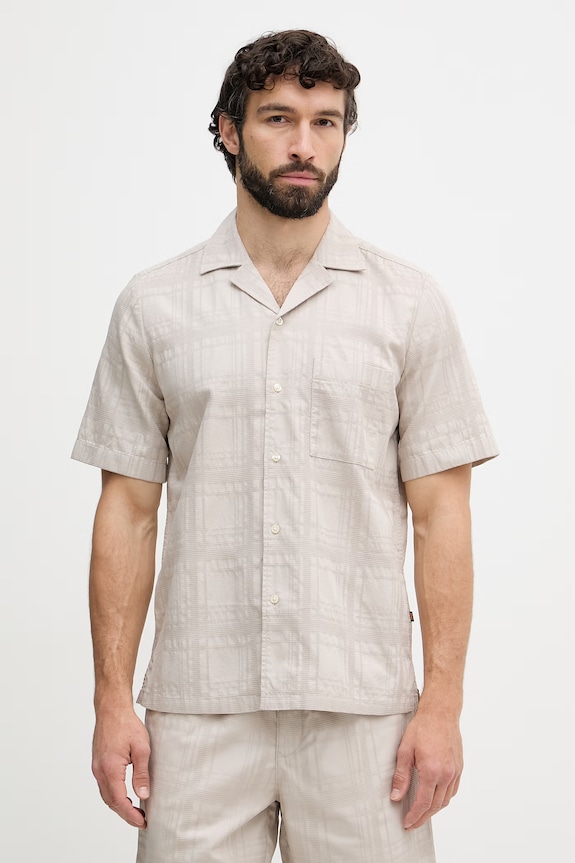 BOSS Orange сорочка чоловіча бавовняна бежевий 50559322